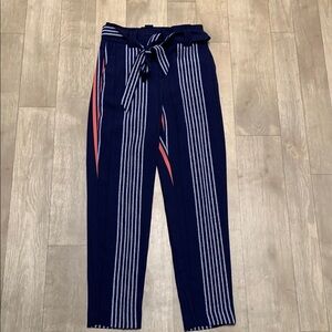 Womens Express Business‎ Casual Belted Pocket Striped Pants